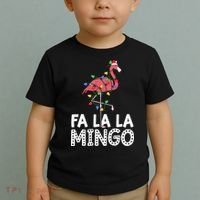 Fa La La Mingo Flamingo Christmas Tree Lights Tropical Xmas Toddler T-Shirt thumb 2