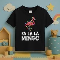 Fa La La Mingo Flamingo Christmas Tree Lights Tropical Xmas Toddler T-Shirt thumb 3