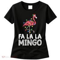 Fa La La Mingo Flamingo Christmas Tree Lights Tropical Xmas Women's T-Shirt thumb 0