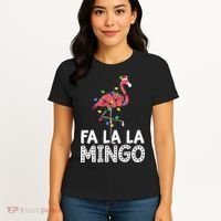 Fa La La Mingo Flamingo Christmas Tree Lights Tropical Xmas Women's T-Shirt thumb 4