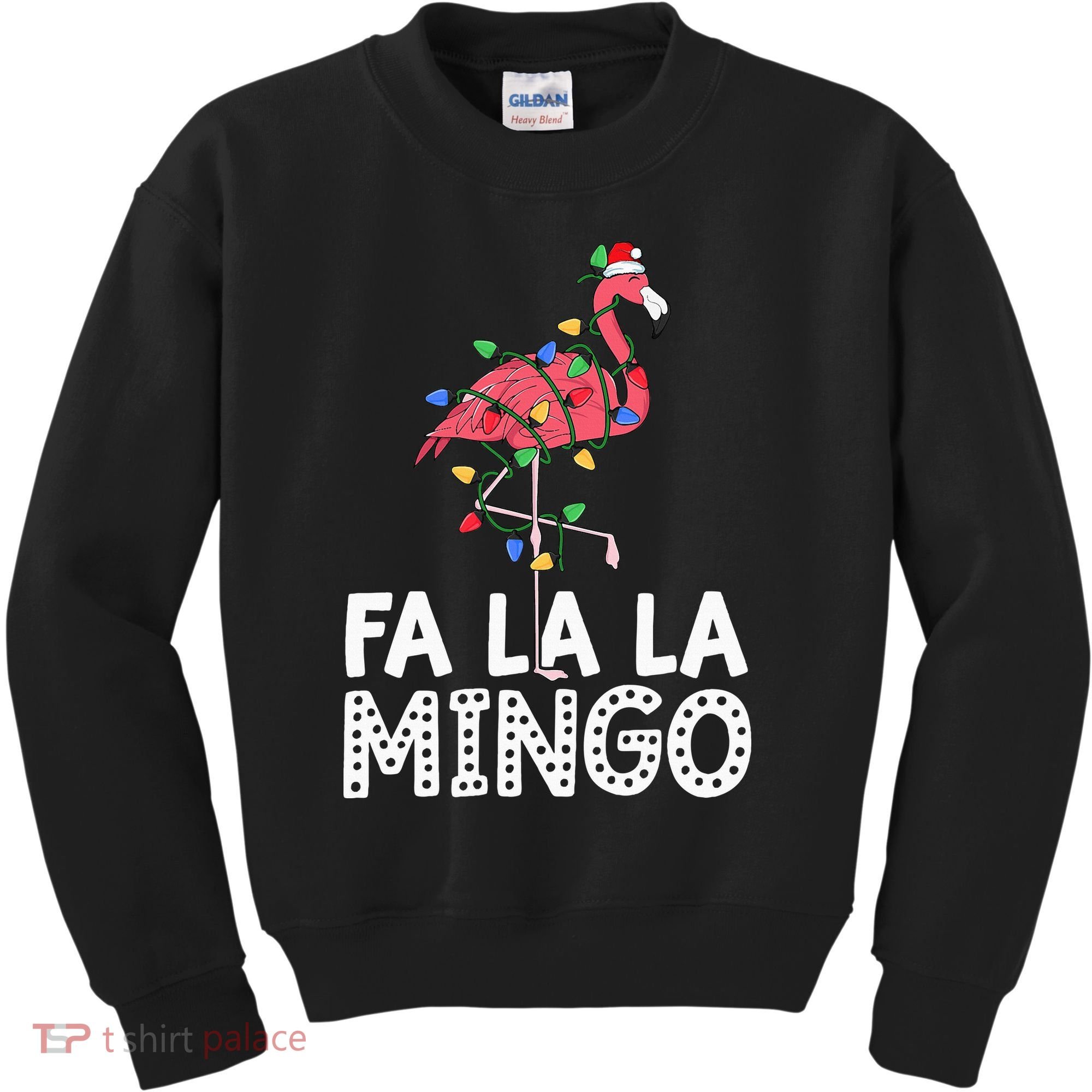 Fa La La Mingo Flamingo Christmas Tree Lights Tropical Xmas Kids Sweatshirt