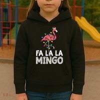 Fa La La Mingo Flamingo Christmas Tree Lights Tropical Xmas Kids Hoodie thumb 3