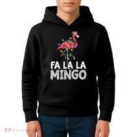 Fa La La Mingo Flamingo Christmas Tree Lights Tropical Xmas Kids Hoodie thumb 4