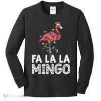 Fa La La Mingo Flamingo Christmas Tree Lights Tropical Xmas Kids Long Sleeve Shirt thumb 0