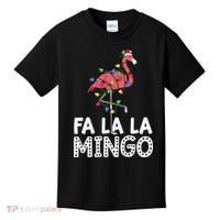 Fa La La Mingo Flamingo Christmas Tree Lights Tropical Xmas Kids T-Shirt thumb 0