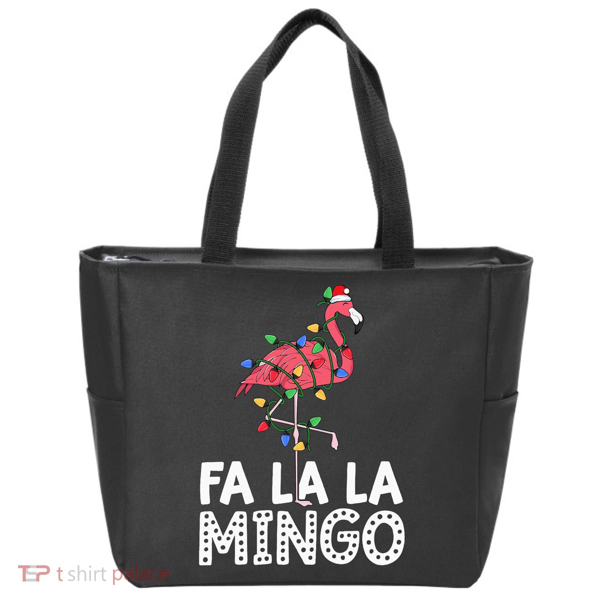 Fa La La Mingo Flamingo Christmas Tree Lights Tropical Xmas Tote Bag