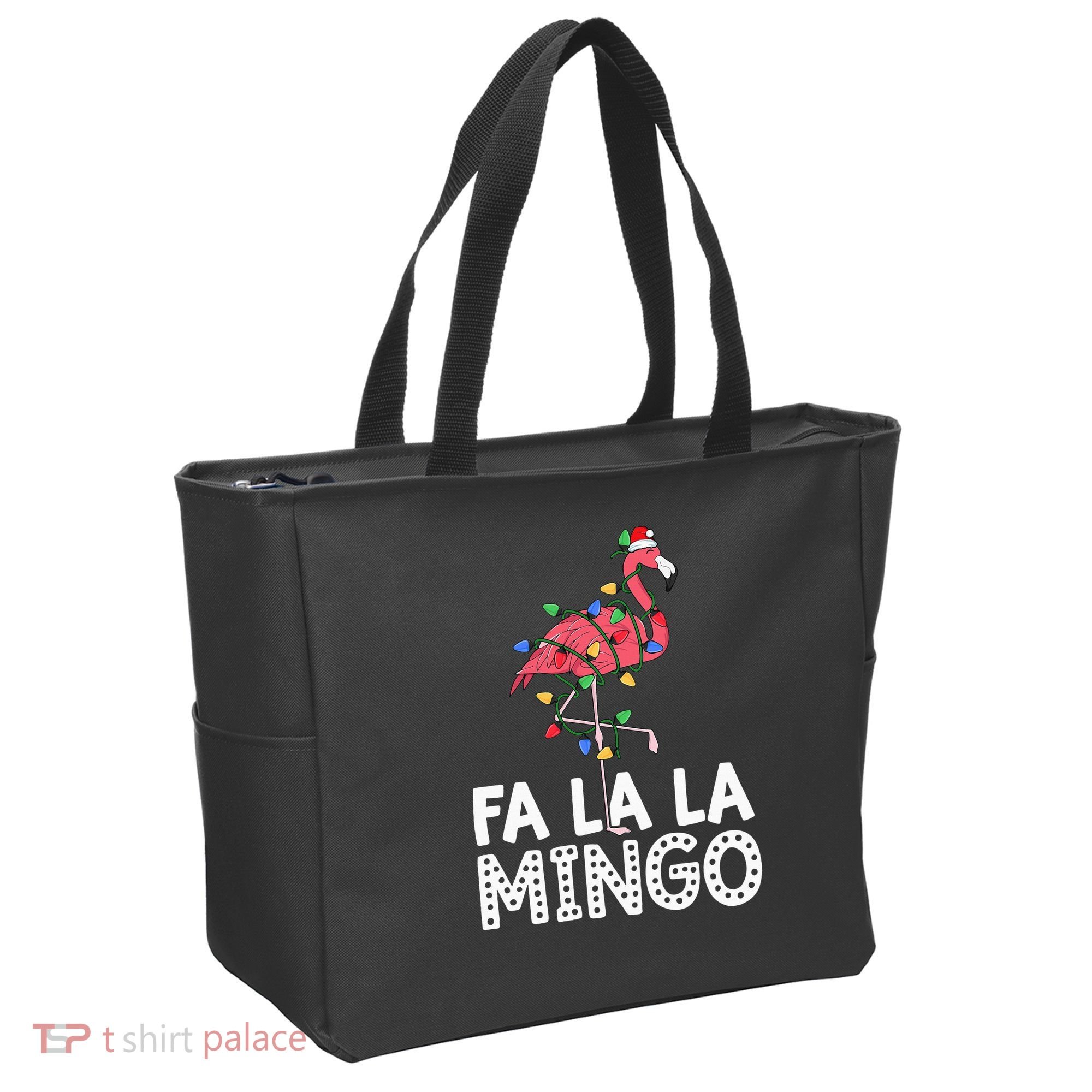 Fa La La Mingo Flamingo Christmas Tree Lights Tropical Xmas Tote Bag