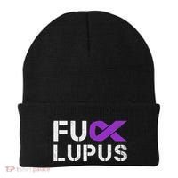 Fuck Lupus Lupus Awareness Month Purple Ribbon Beanie thumb 0