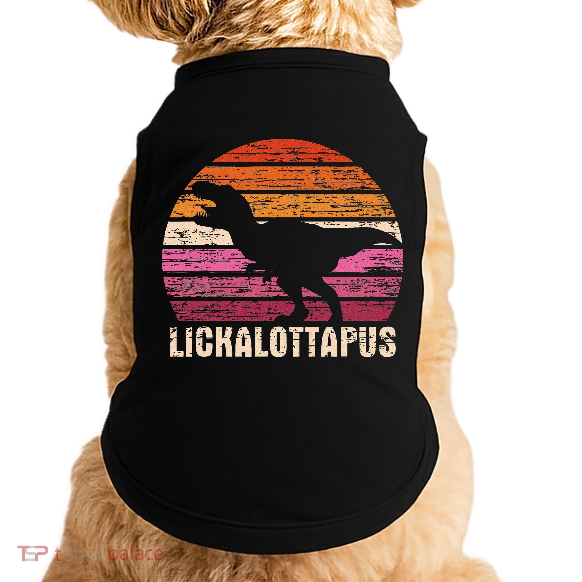 Funny Lesbian Lickalottapus Dinosaurs LGBTQ Pride Flag Retro Doggie Tank