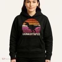 Funny Lesbian Lickalottapus Dinosaurs LGBTQ Pride Flag Retro Hoodie thumb 5
