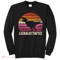 Funny Lesbian Lickalottapus Dinosaurs LGBTQ Pride Flag Retro Sweatshirt thumb 0