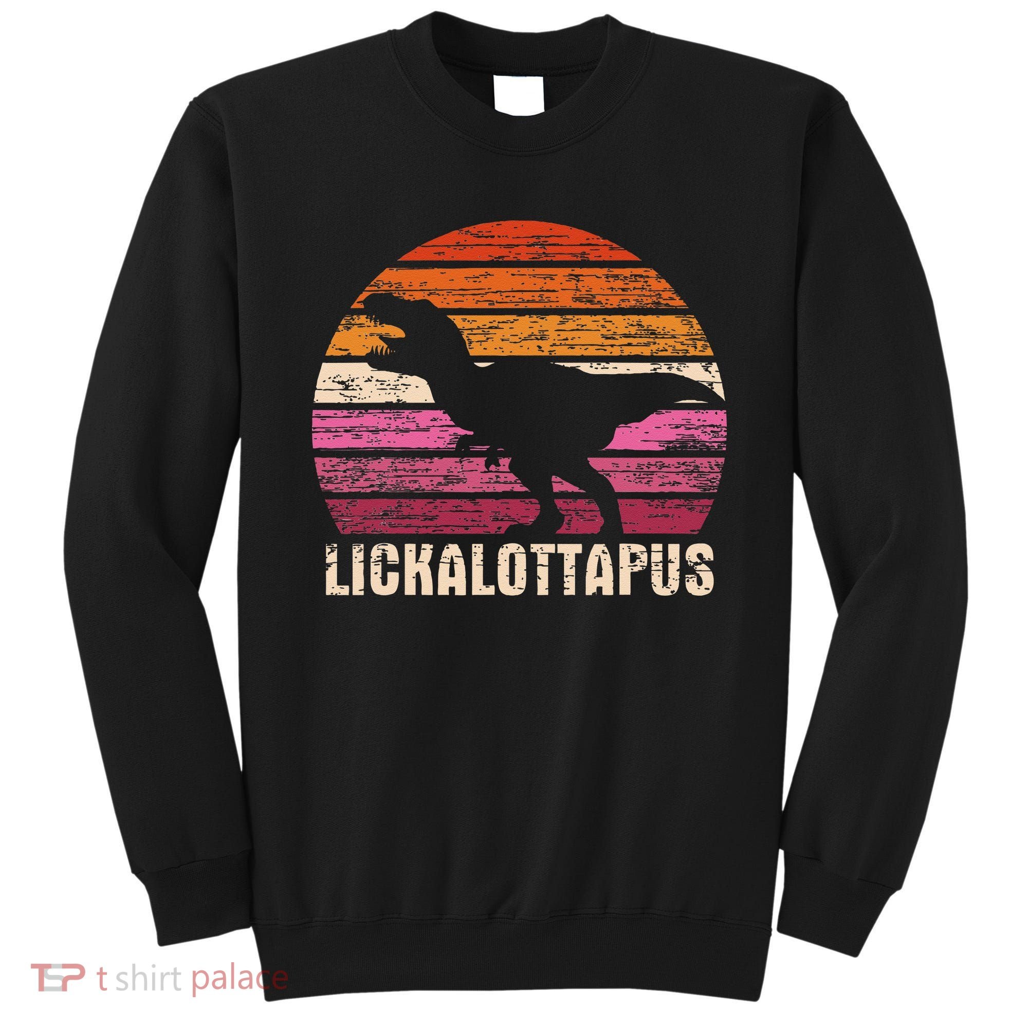 Funny Lesbian Lickalottapus Dinosaurs LGBTQ Pride Flag Retro Sweatshirt