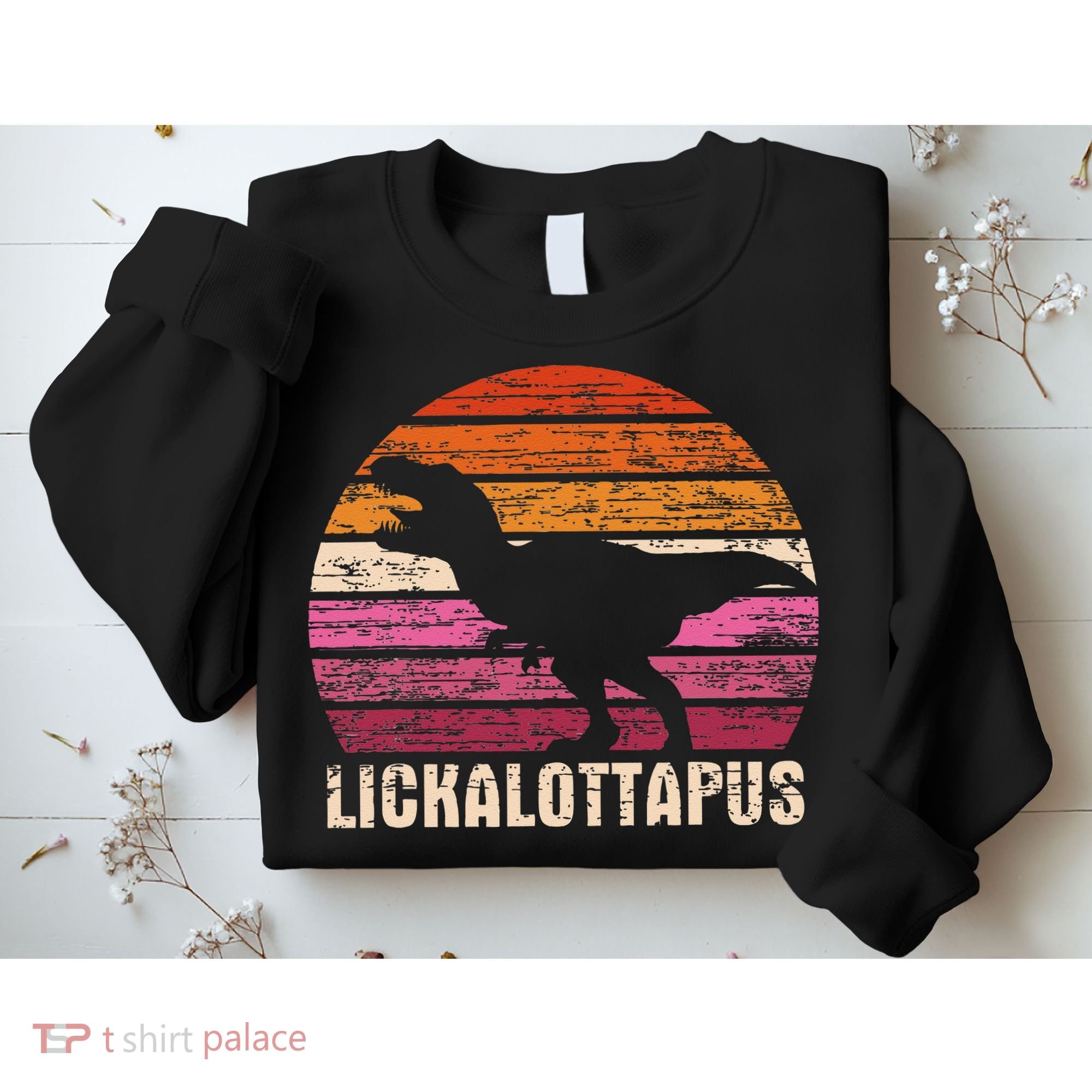 Funny Lesbian Lickalottapus Dinosaurs LGBTQ Pride Flag Retro Sweatshirt