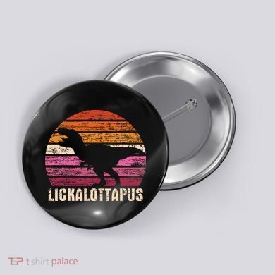 Funny Lesbian Lickalottapus Dinosaurs LGBTQ Pride Flag Retro Button