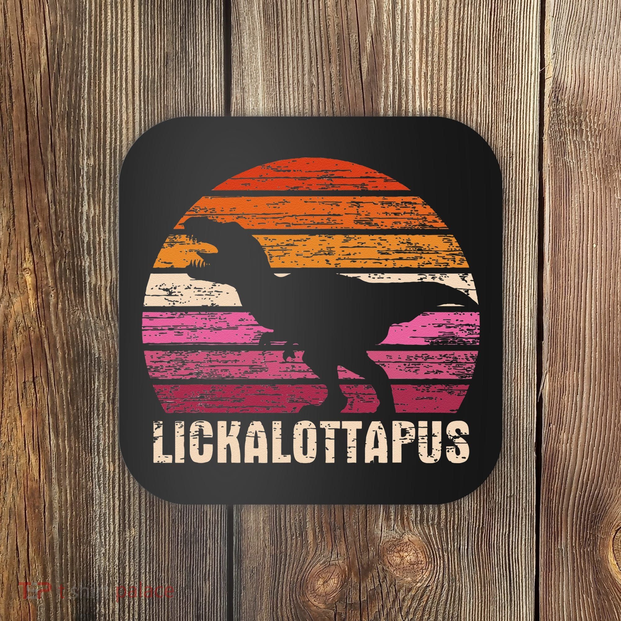 Funny Lesbian Lickalottapus Dinosaurs LGBTQ Pride Flag Retro Coaster