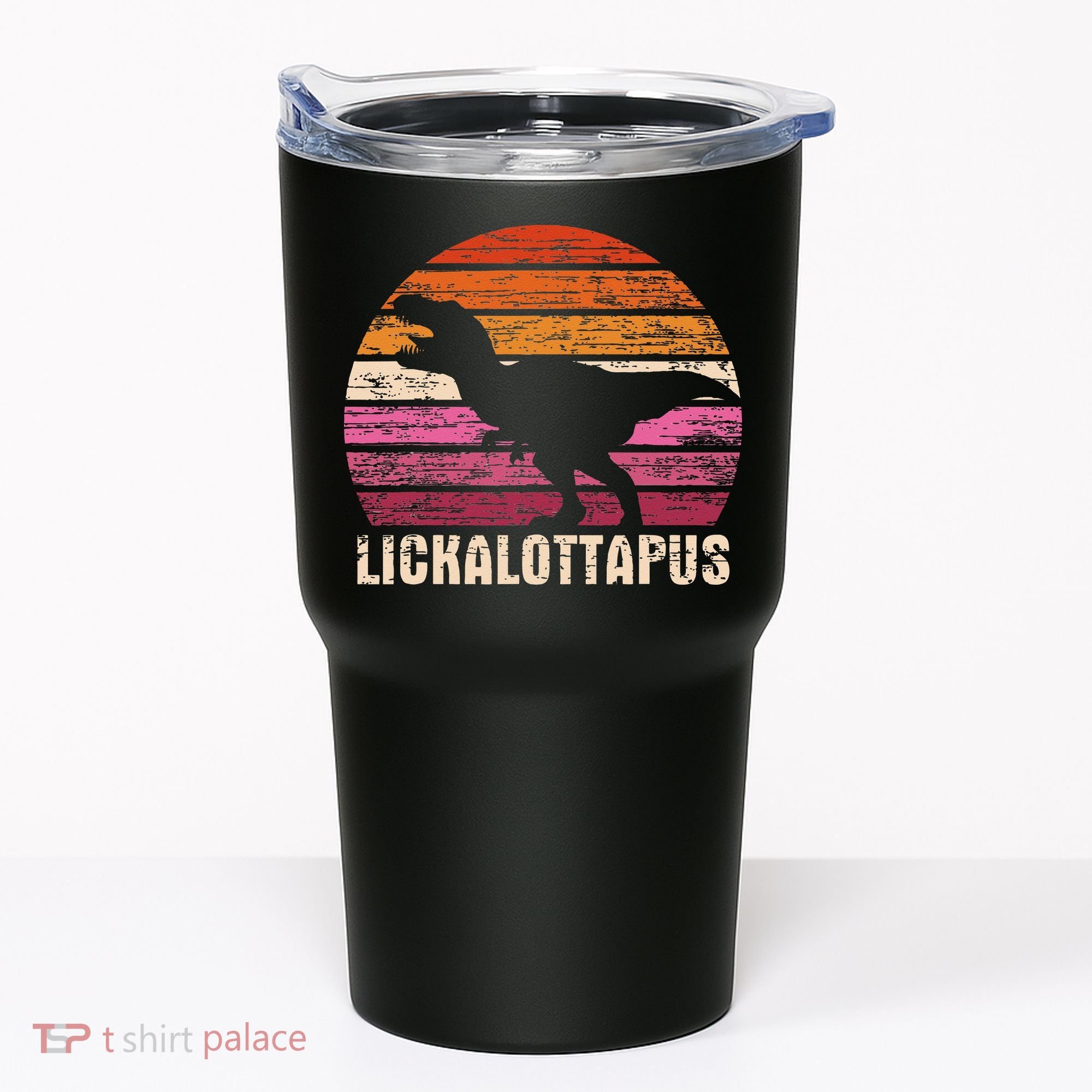 Funny Lesbian Lickalottapus Dinosaurs LGBTQ Pride Flag Retro Tumbler