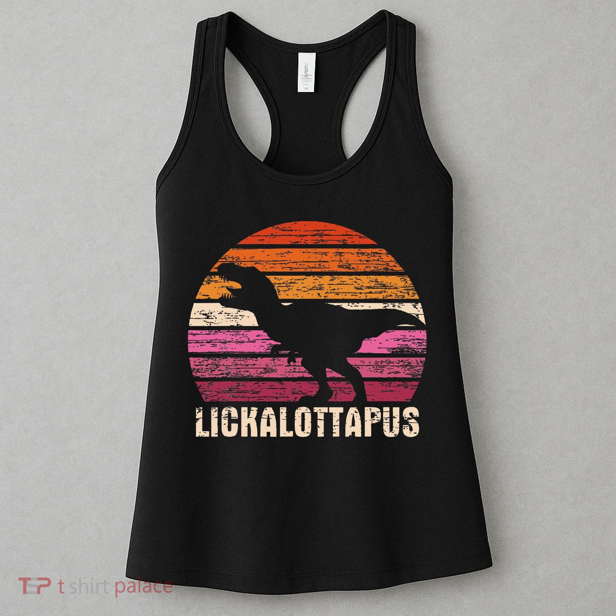 Funny Lesbian Lickalottapus Dinosaurs LGBTQ Pride Flag Retro Women's Tank Top