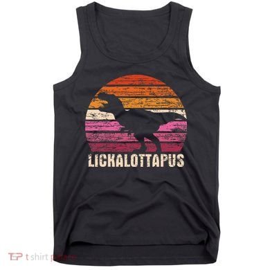 Funny Lesbian Lickalottapus Dinosaurs LGBTQ Pride Flag Retro Tank Top