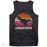 Funny Lesbian Lickalottapus Dinosaurs LGBTQ Pride Flag Retro Tank Top thumb 0