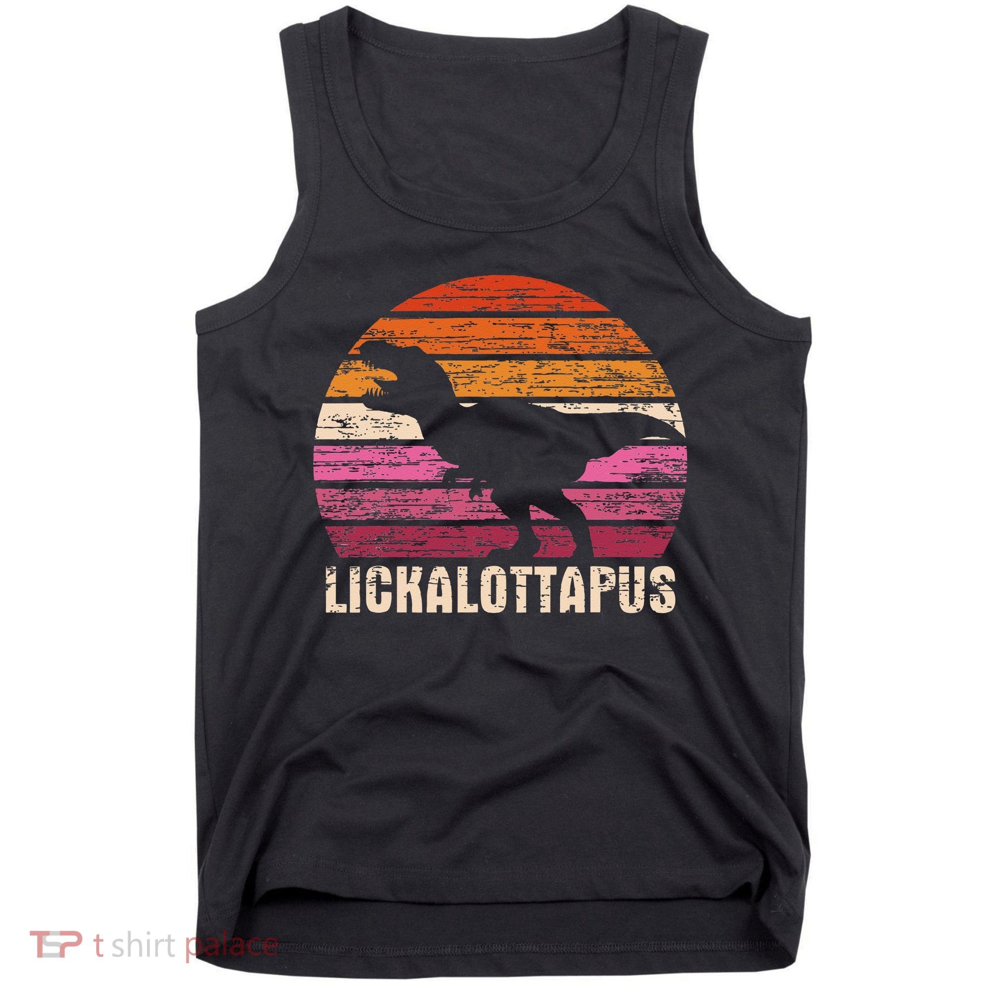 Funny Lesbian Lickalottapus Dinosaurs LGBTQ Pride Flag Retro Tank Top
