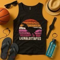Funny Lesbian Lickalottapus Dinosaurs LGBTQ Pride Flag Retro Tank Top thumb 4