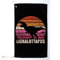Funny Lesbian Lickalottapus Dinosaurs LGBTQ Pride Flag Retro Golf Towel thumb 0