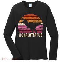 Funny Lesbian Lickalottapus Dinosaurs LGBTQ Pride Flag Retro Women's Long Sleeve Shirt thumb 0