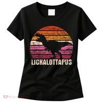 Funny Lesbian Lickalottapus Dinosaurs LGBTQ Pride Flag Retro Women's T-Shirt thumb 0