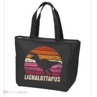 Funny Lesbian Lickalottapus Dinosaurs LGBTQ Pride Flag Retro Tote Bag thumb 3