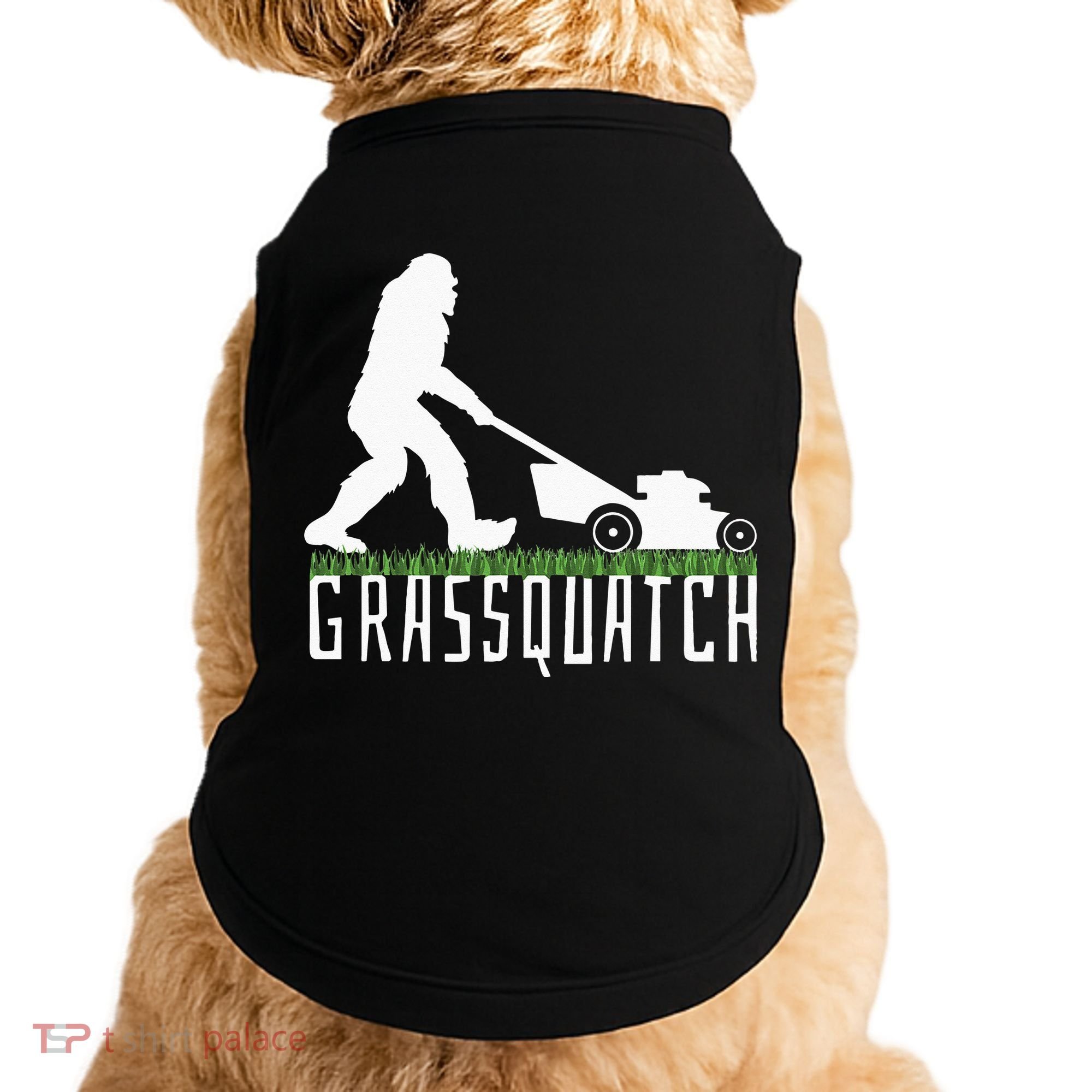 Funny Lawn Mowing Grassquatch Bigfoot Lawn Mower Doggie Tank