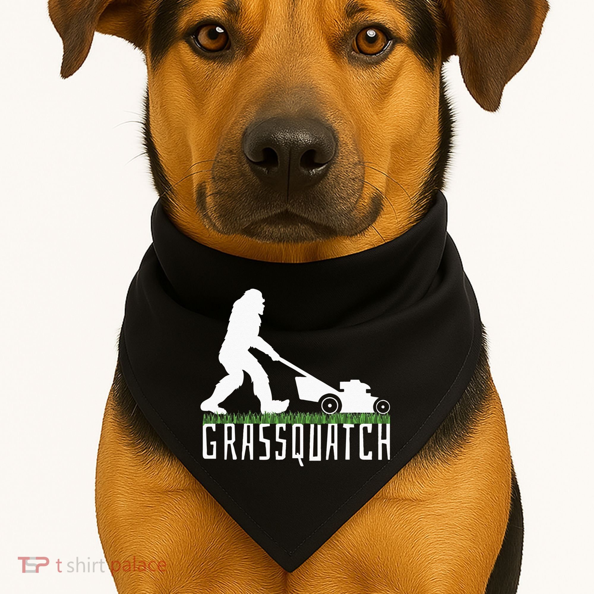 Funny Lawn Mowing Grassquatch Bigfoot Lawn Mower USA-Made Doggie Bandana