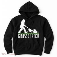 Funny Lawn Mowing Grassquatch Bigfoot Lawn Mower Hoodie thumb 0