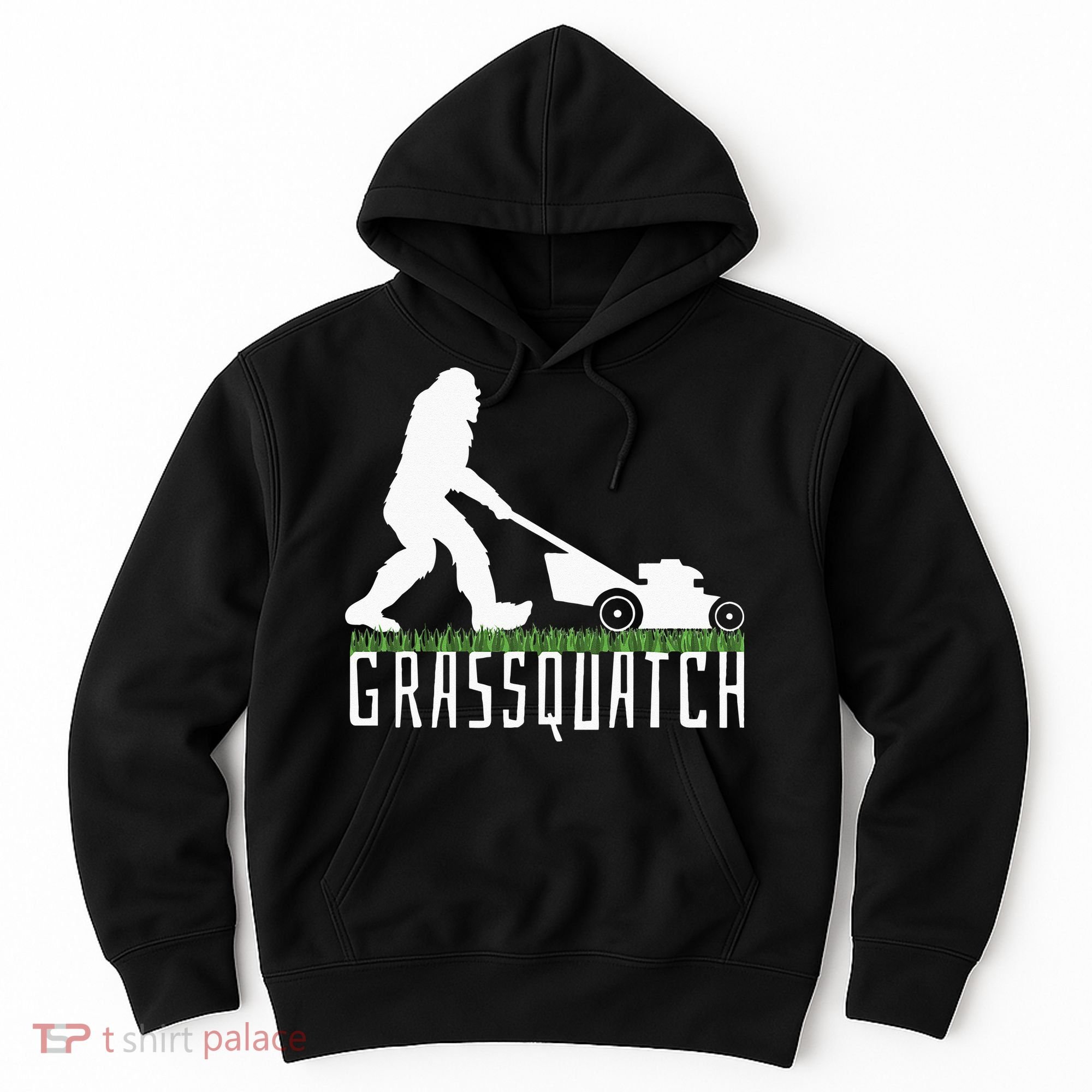 Funny Lawn Mowing Grassquatch Bigfoot Lawn Mower Hoodie