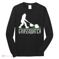 Funny Lawn Mowing Grassquatch Bigfoot Lawn Mower Long Sleeve Shirt thumb 0