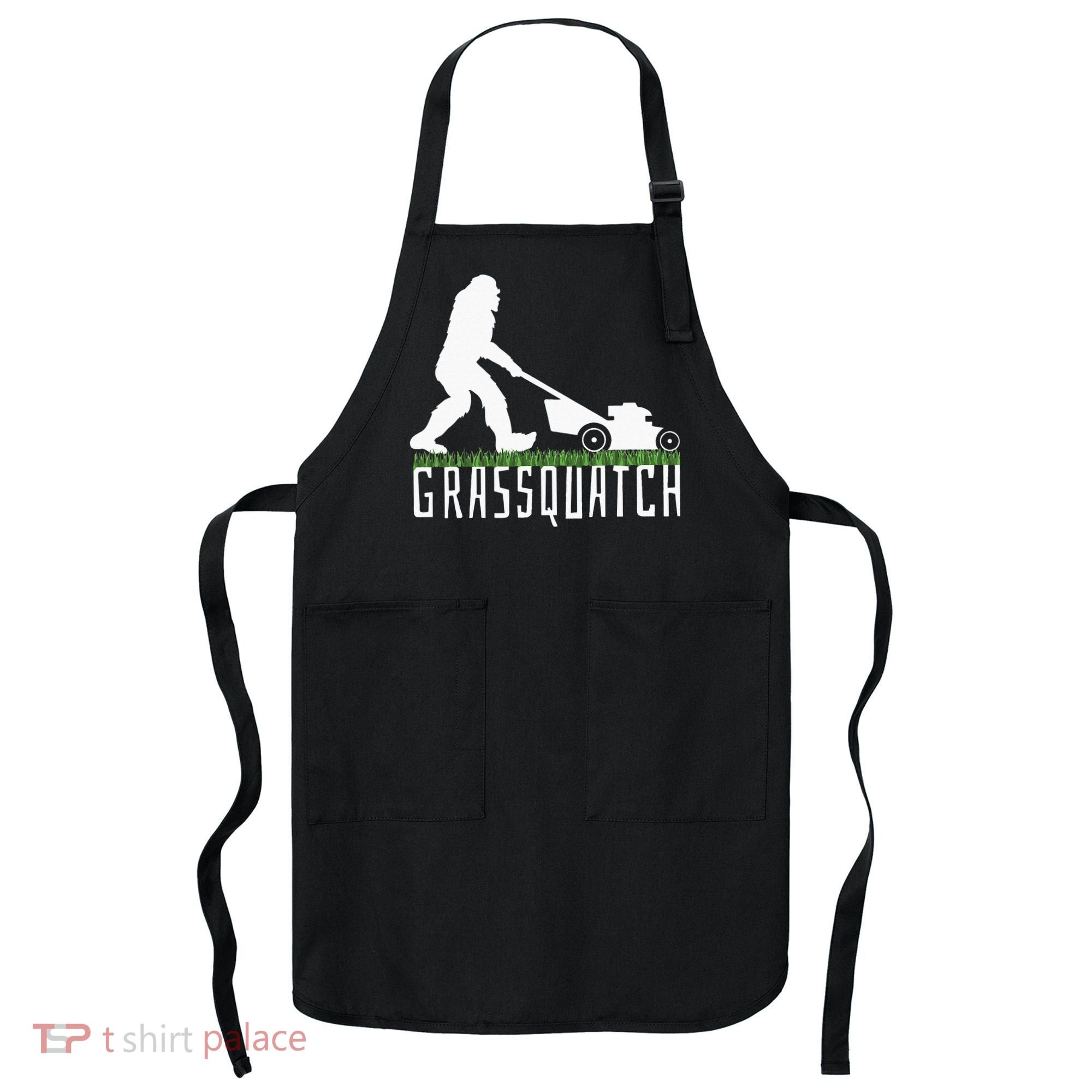 Funny Lawn Mowing Grassquatch Bigfoot Lawn Mower Apron
