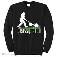Funny Lawn Mowing Grassquatch Bigfoot Lawn Mower Sweatshirt thumb 0