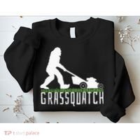 Funny Lawn Mowing Grassquatch Bigfoot Lawn Mower Sweatshirt thumb 2