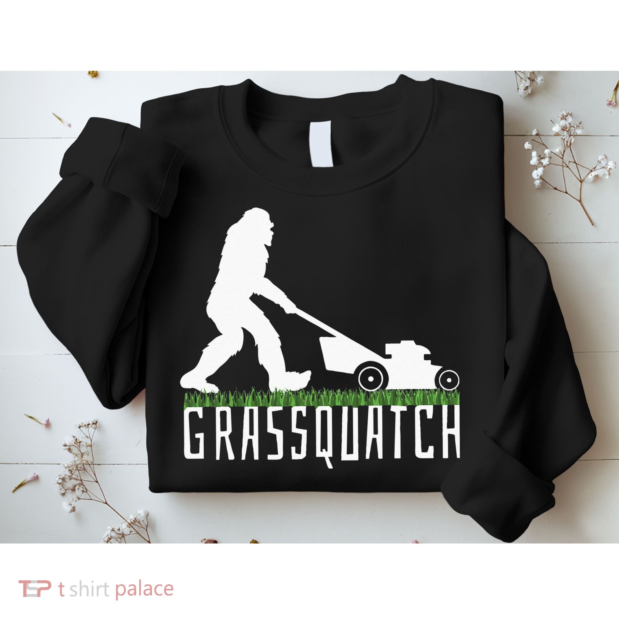 Funny Lawn Mowing Grassquatch Bigfoot Lawn Mower Sweatshirt
