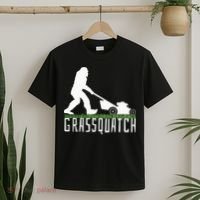 Funny Lawn Mowing Grassquatch Bigfoot Lawn Mower T-Shirt thumb 2