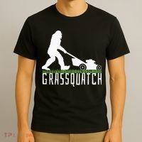Funny Lawn Mowing Grassquatch Bigfoot Lawn Mower T-Shirt thumb 3