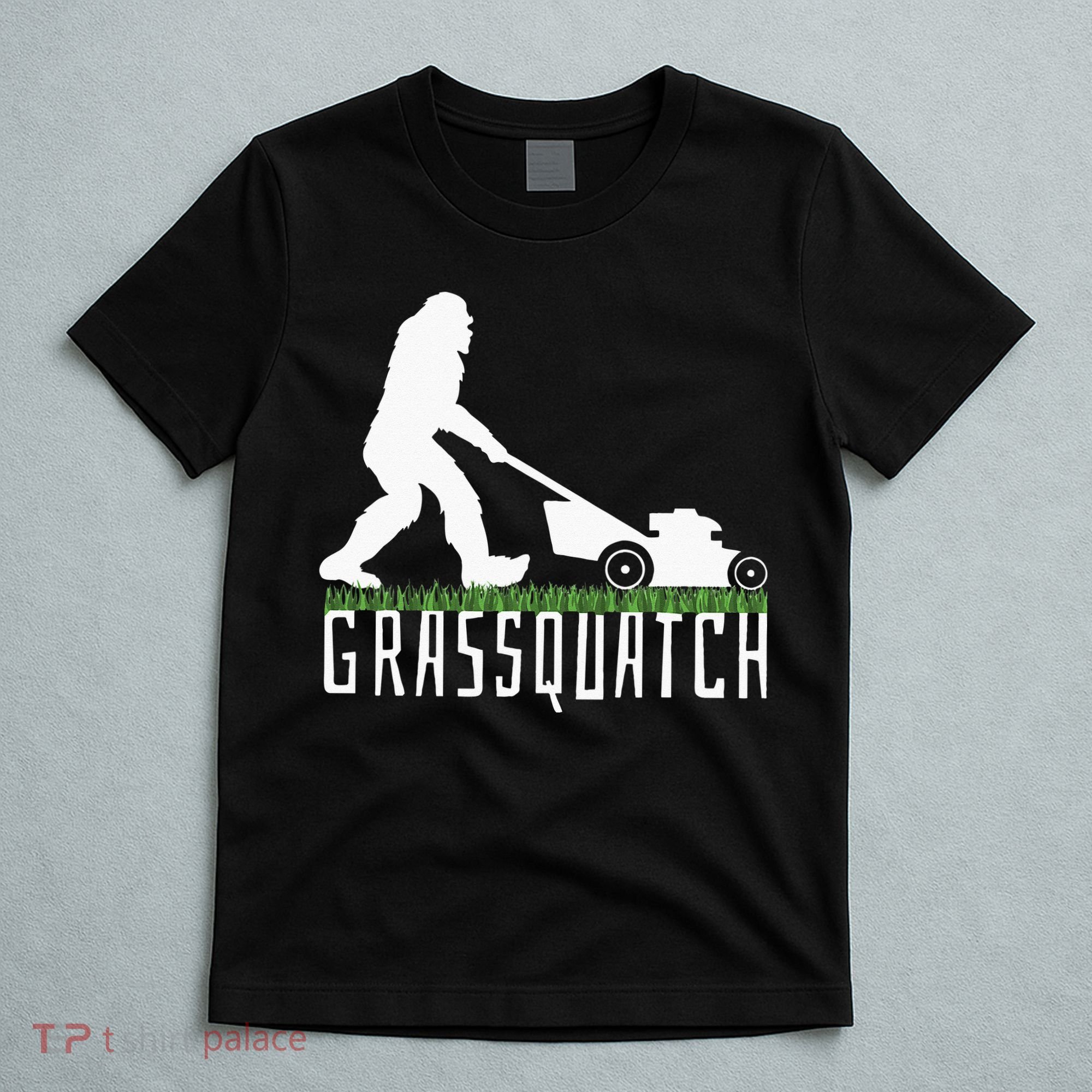 Funny Lawn Mowing Grassquatch Bigfoot Lawn Mower T-Shirt