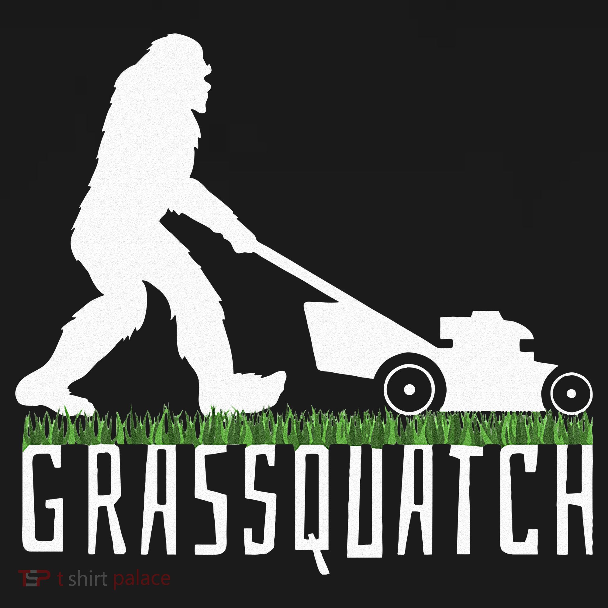 Funny Lawn Mowing Grassquatch Bigfoot Lawn Mower T-Shirt