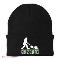 Funny Lawn Mowing Grassquatch Bigfoot Lawn Mower Beanie thumb 0