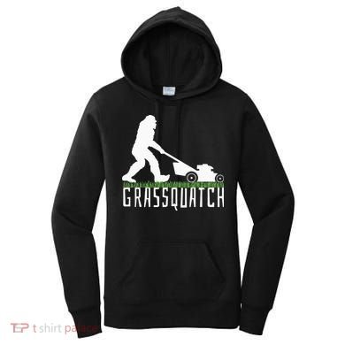 Funny Lawn Mowing Grassquatch Bigfoot Lawn Mower Women's Hoodie