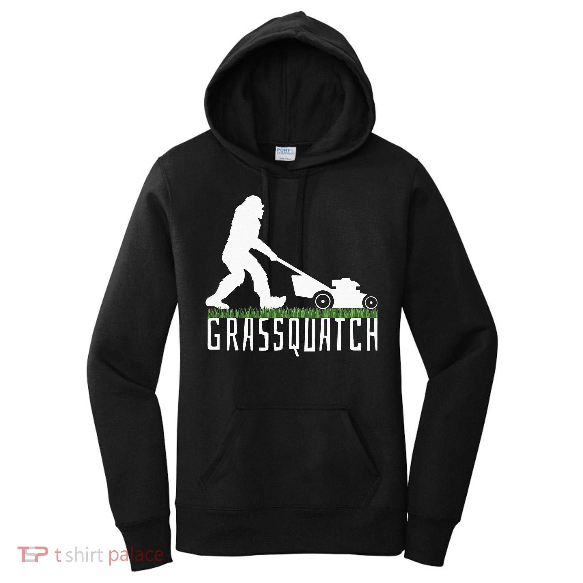 Funny Lawn Mowing Grassquatch Bigfoot Lawn Mower Women's Hoodie