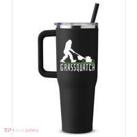 Funny Lawn Mowing Grassquatch Bigfoot Lawn Mower 40oz Vacuum Insulated Stainless Steel Travel Tumbler thumb 2