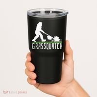 Funny Lawn Mowing Grassquatch Bigfoot Lawn Mower Tumbler thumb 2