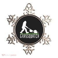 Funny Lawn Mowing Grassquatch Bigfoot Lawn Mower Ornament thumb 0