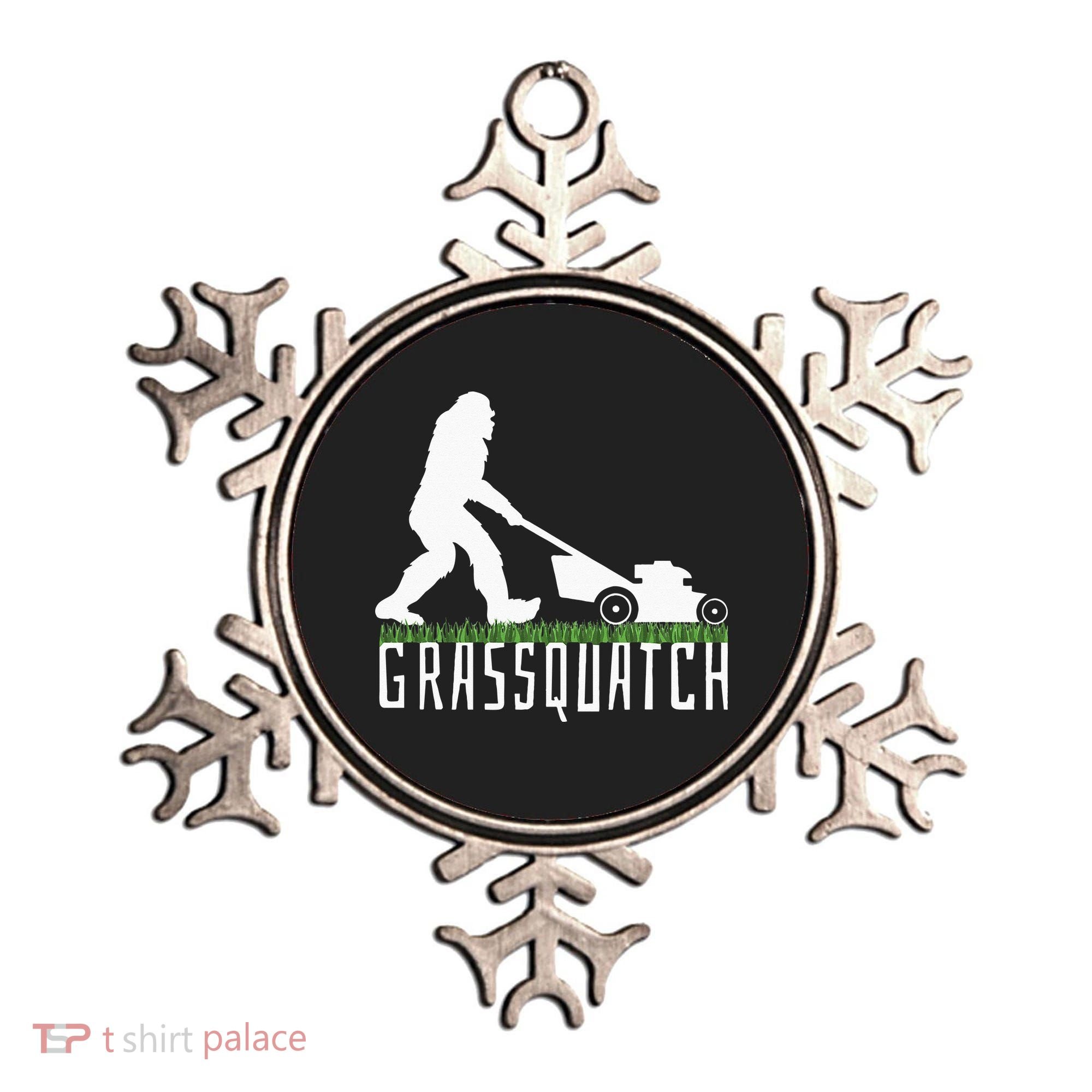 Funny Lawn Mowing Grassquatch Bigfoot Lawn Mower Ornament