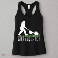 Funny Lawn Mowing Grassquatch Bigfoot Lawn Mower Women's Tank Top thumb 3